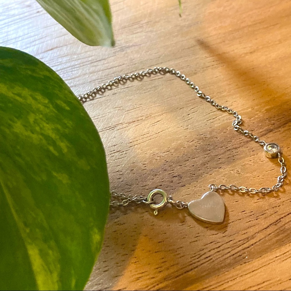 925 Sterling Silver heart anklet fairylike grunge minimal aesthetic Y2K